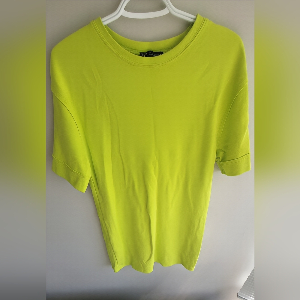 Zara Neon Yellow Green Tshirt Dress